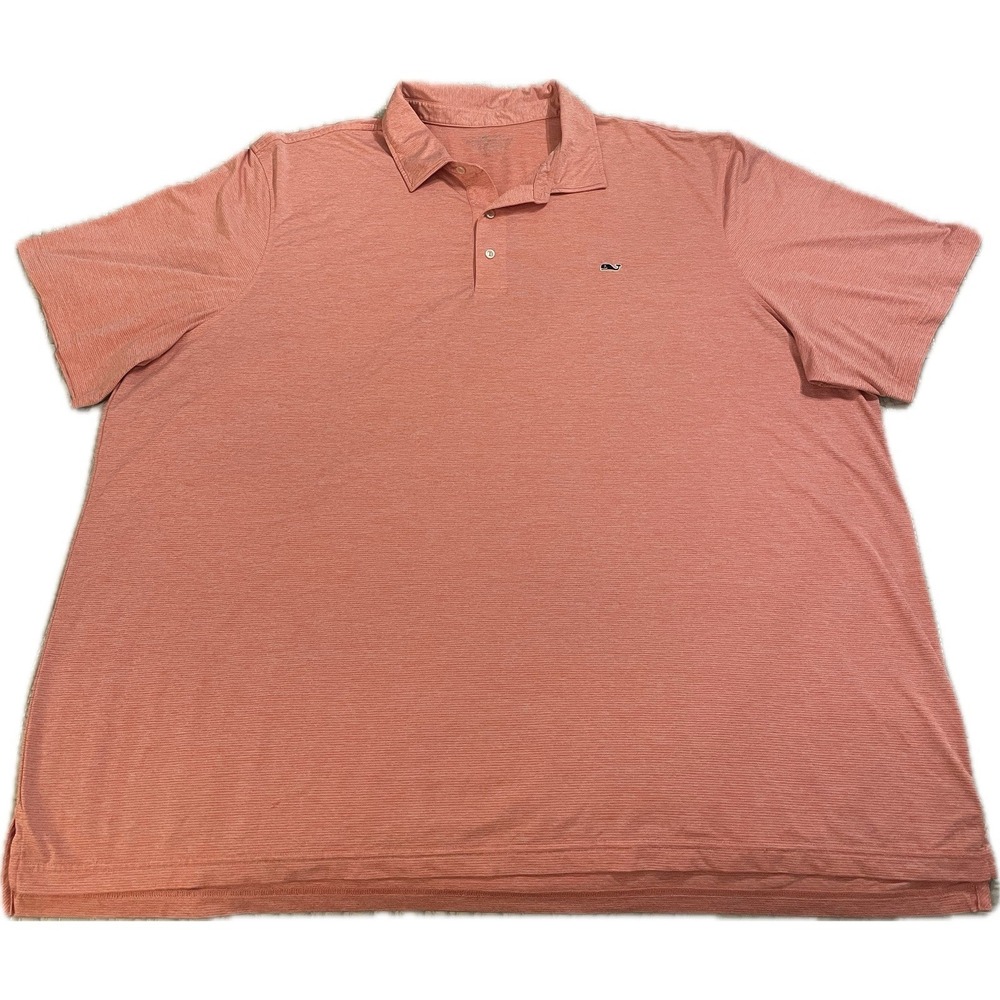 4XT Vineyard Vines On-The-Go Sankaty Men's Polo- Salmon Striped - VHTF Size -EUC